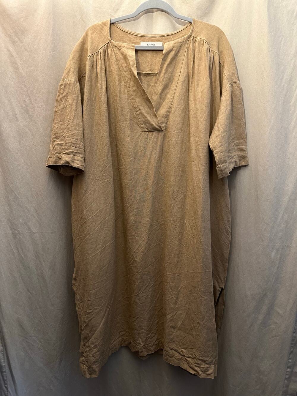 Loess Timeless & Sustainable Linen Mustard Maxi Dress Made in Spain